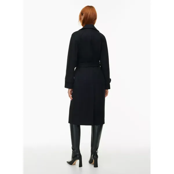 Black Drape Double Trench Coat | Chic and Sophisticated | Shop Now