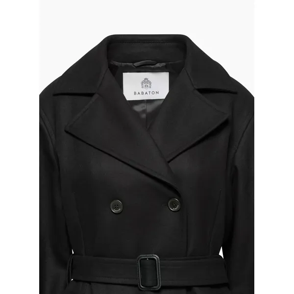 Black Drape Double Trench Coat | Chic and Sophisticated | Shop Now