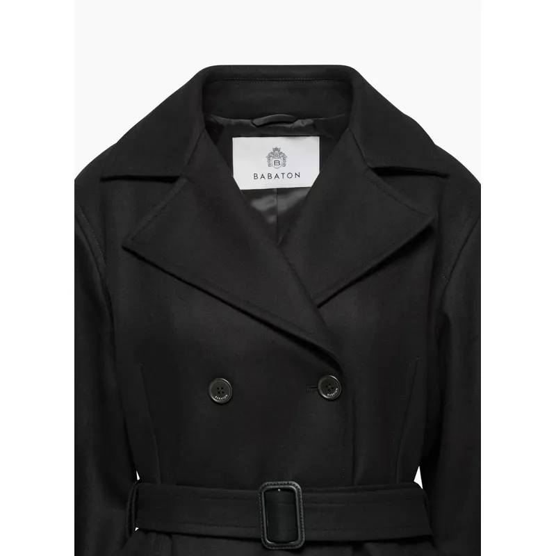 Black Drape Double Trench Coat | Chic and Sophisticated | Shop Now