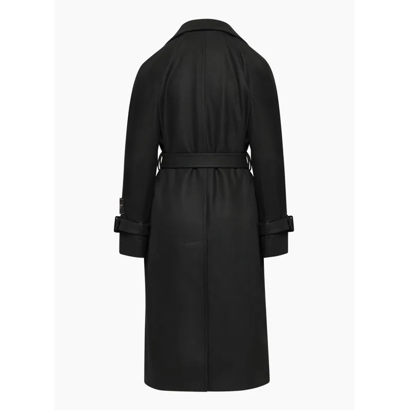 Black Drape Double Trench Coat | Chic and Sophisticated | Shop Now