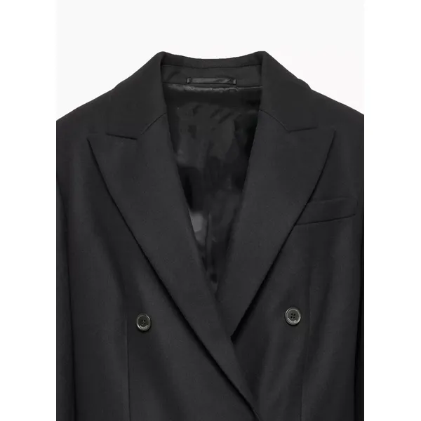 Black Double Breasted Cotton Blazer | Classic and Versatile | Shop Now
