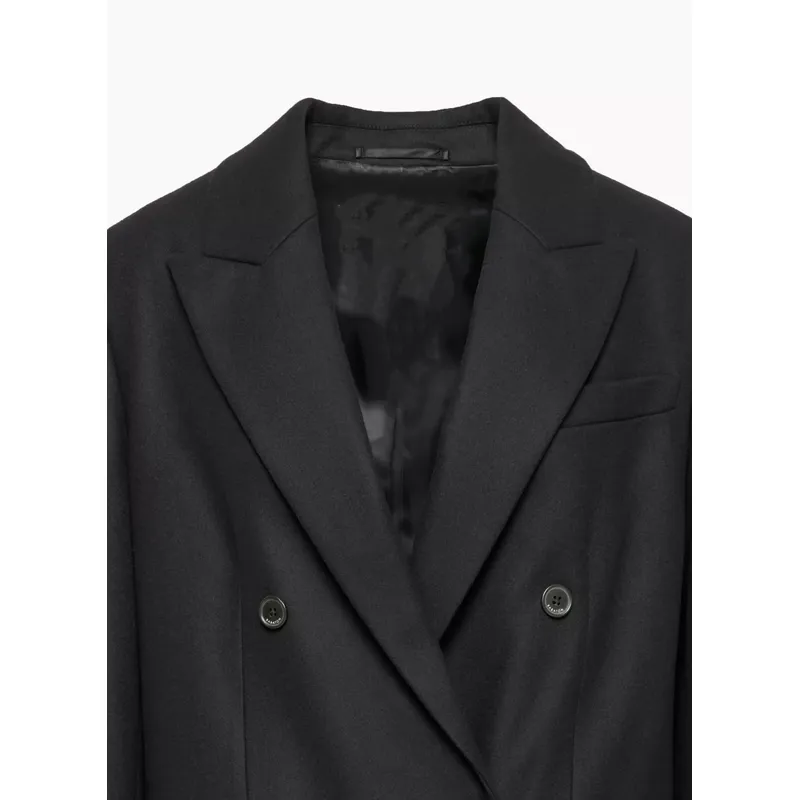 Black Double Breasted Cotton Blazer | Classic and Versatile | Shop Now