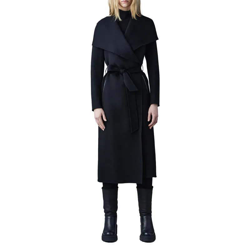 Black Belted Virgin Wool Coat | Classic and Versatile | Shop Now