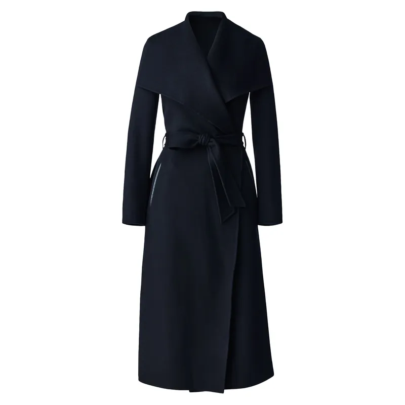 Black Belted Virgin Wool Coat | Classic and Versatile | Shop Now