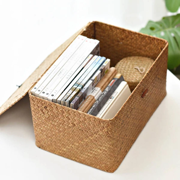 Handmade Woven Seagrass Storage Container with lids cover