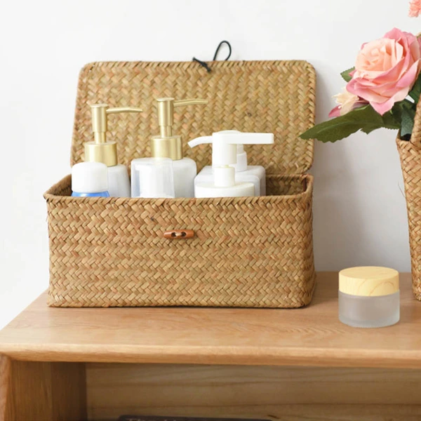 Handmade Woven Seagrass Storage Container with lids cover