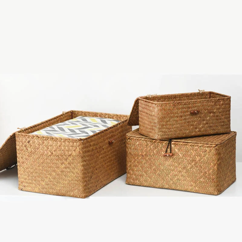 Handmade Woven Seagrass Storage Container with lids cover