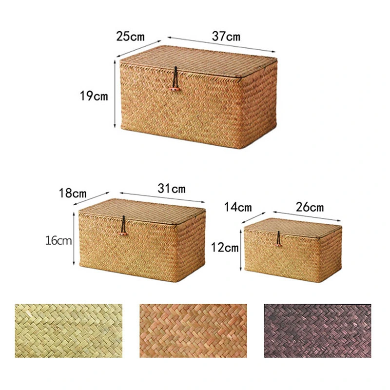 Handmade Woven Seagrass Storage Container with lids cover