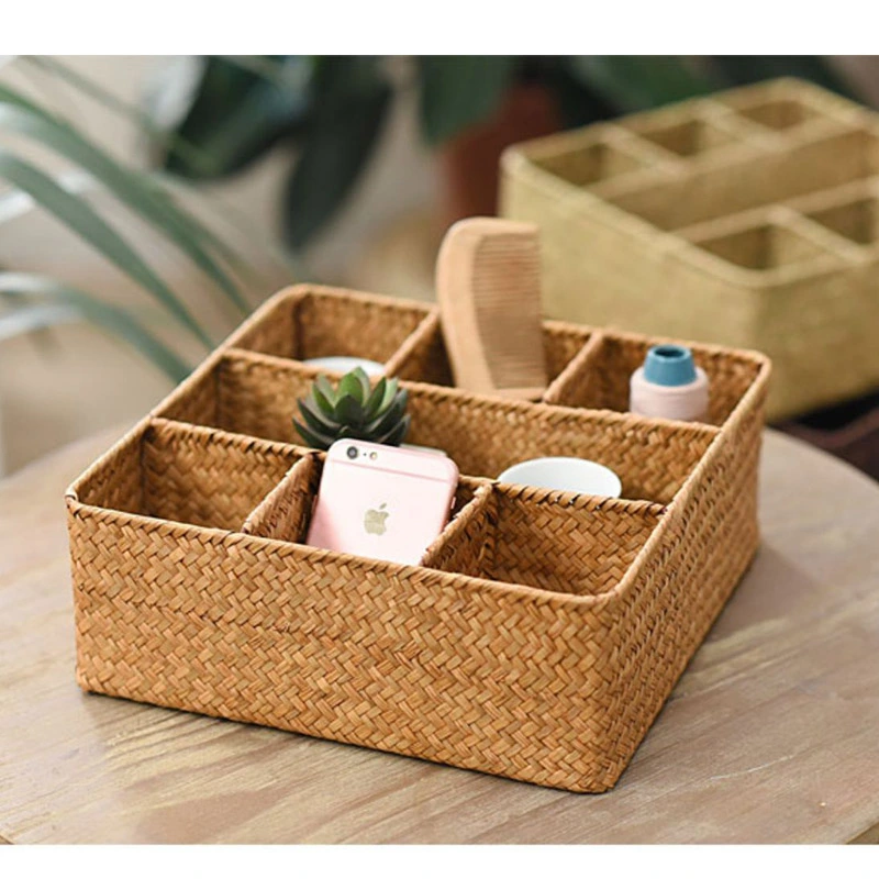 Handmade Seagrass Storage Box Container 7 Cells