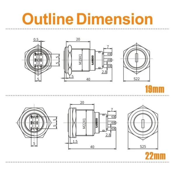 2no2nc التبديل المكونات