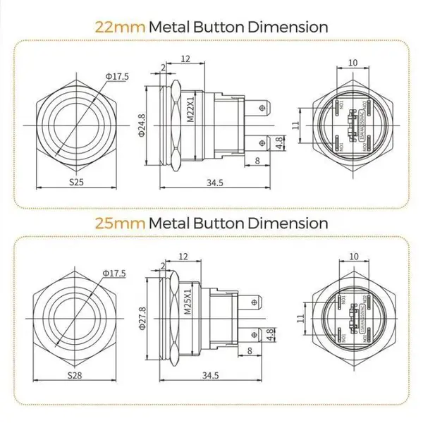 High current momentary Push Button Switch