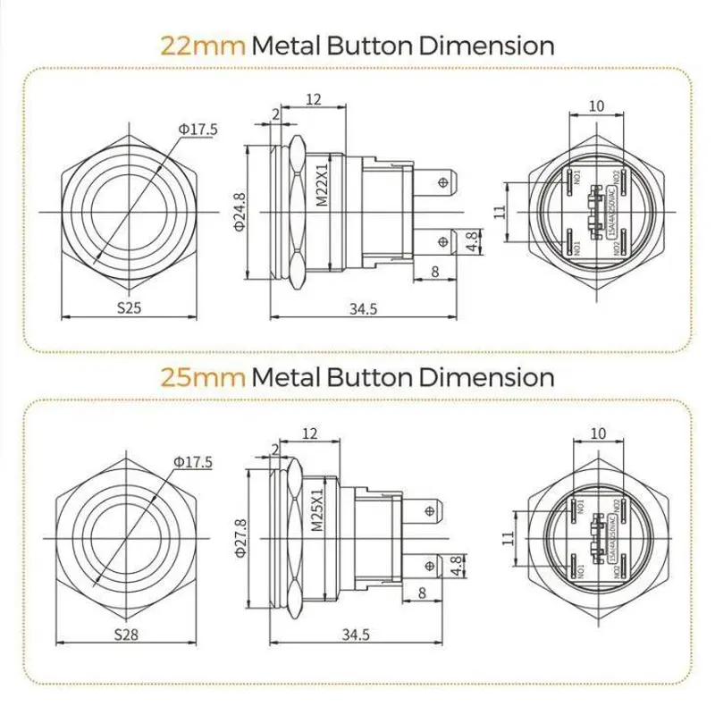 High current momentary Push Button Switch