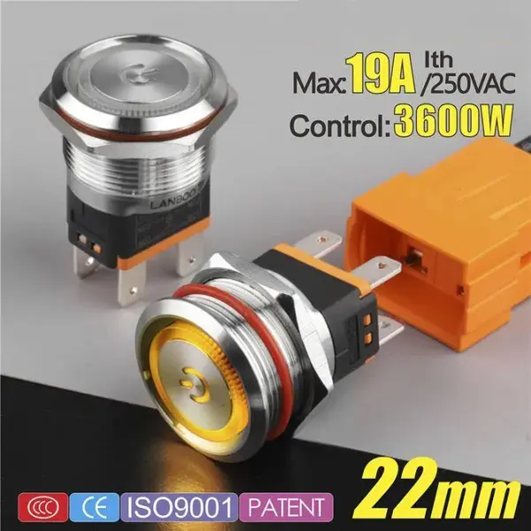   20 Amp Push Button Switch in metal shell