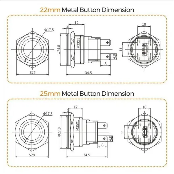   20 Amp Push Button Switch in metal shell