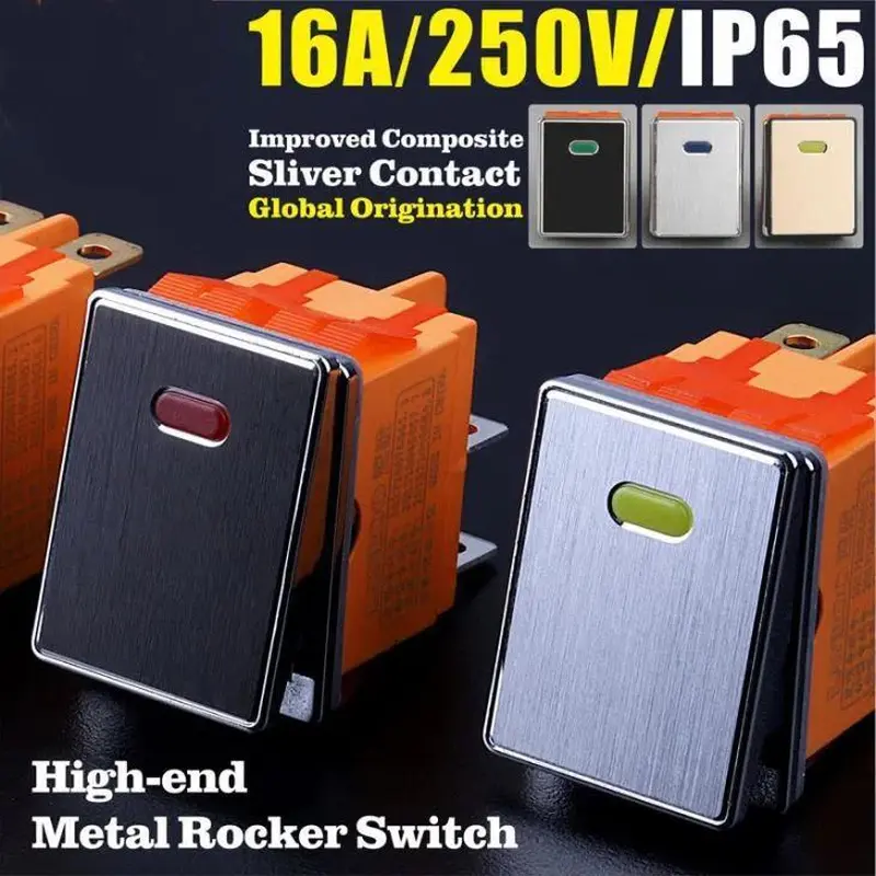 Interruptor basculante tipo barco con panel de metal a prueba de agua