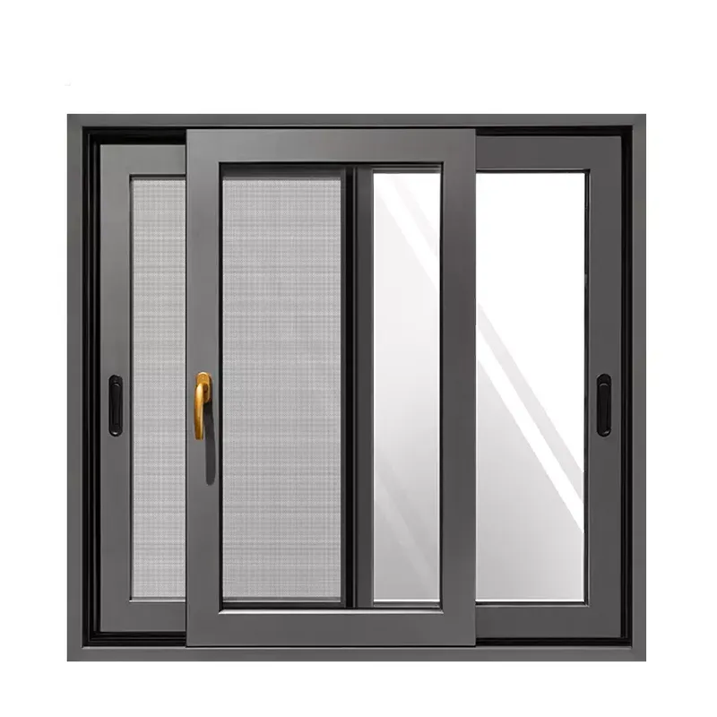 Gray color aluminum windows sliding window with screen design