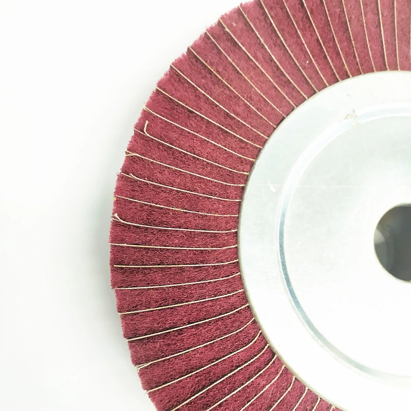 Non woven abrasive chuck flap wheel maroon color with abrasive180#