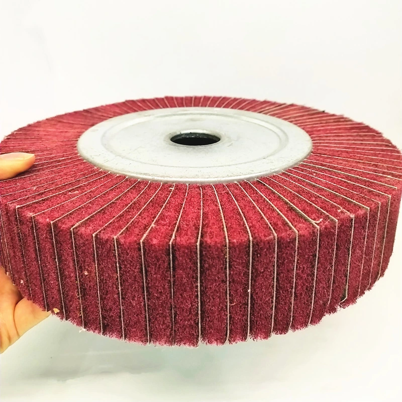 Non woven abrasive chuck flap wheel maroon color with abrasive180#