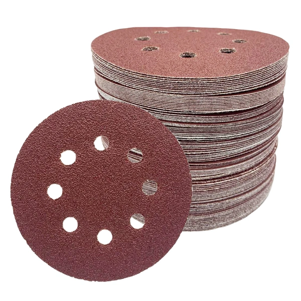 5inch 8hole sandpaper disc round red color for general purpose use