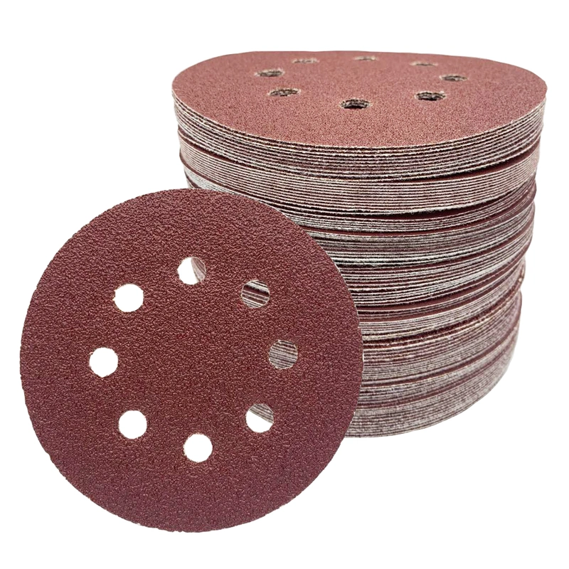 5inch 8hole sandpaper disc round red color for general purpose use
