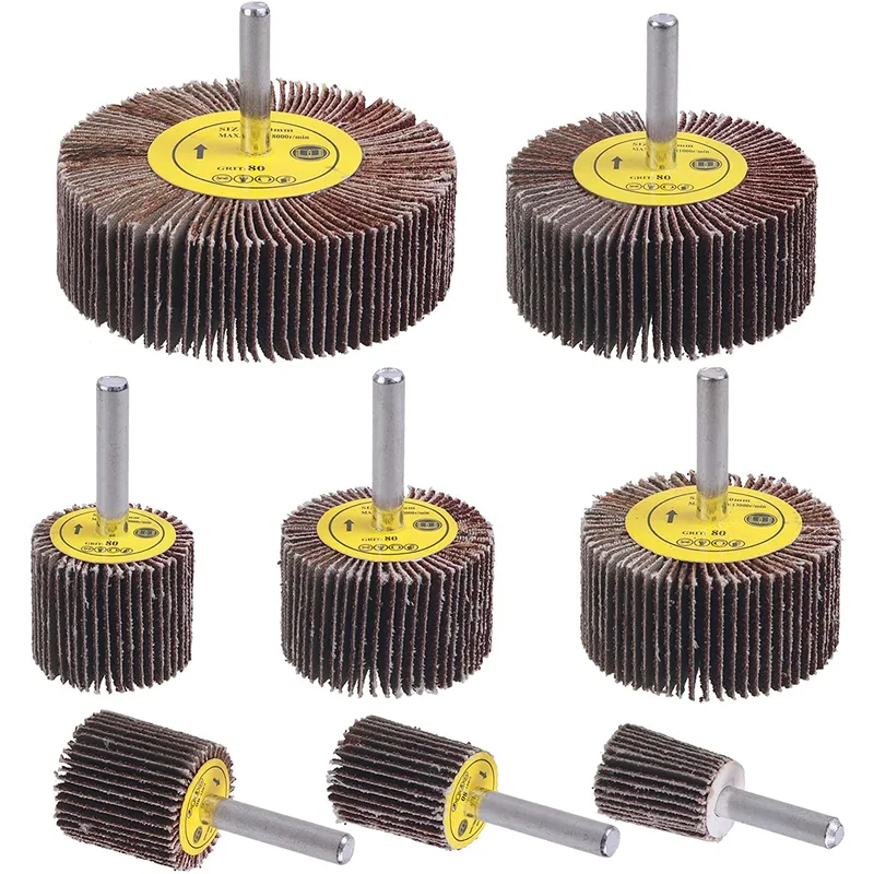 2in Flap Wheels Set with grit 40# 60# 80# 1/4 Shank Fits All Drills