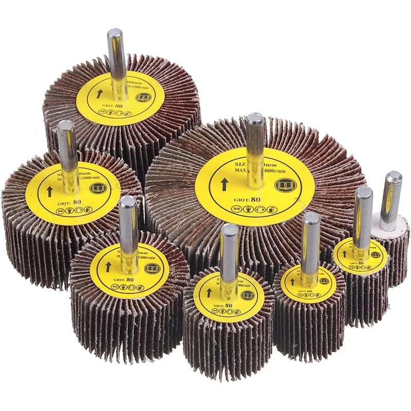 80x25x6 Metal grinder wheel aluminum oxide abrasive shaft flap wheel