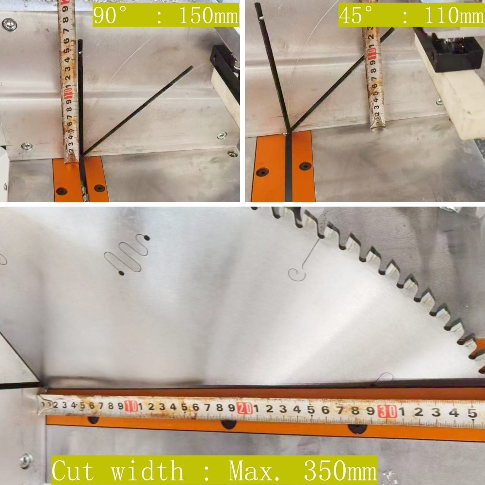 Cutting range of aluminium double mitre saw