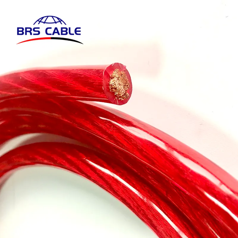 Cable ofc de audio para automóvil flexible transparente 1/0 awg