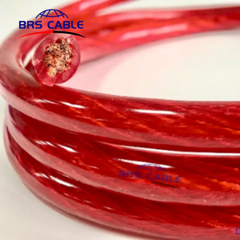 Cable ofc de audio para automóvil flexible transparente 1/0 awg