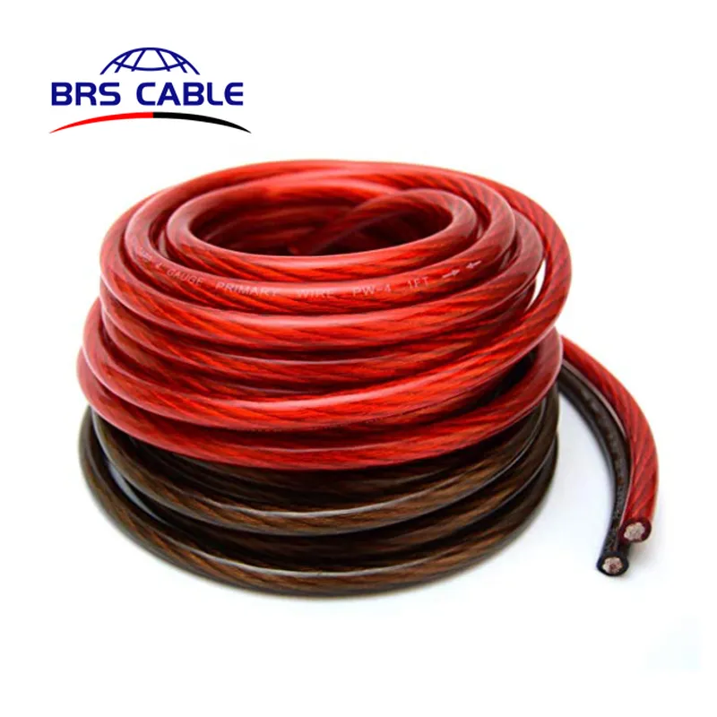 Cable ofc de audio para automóvil flexible transparente 1/0 awg