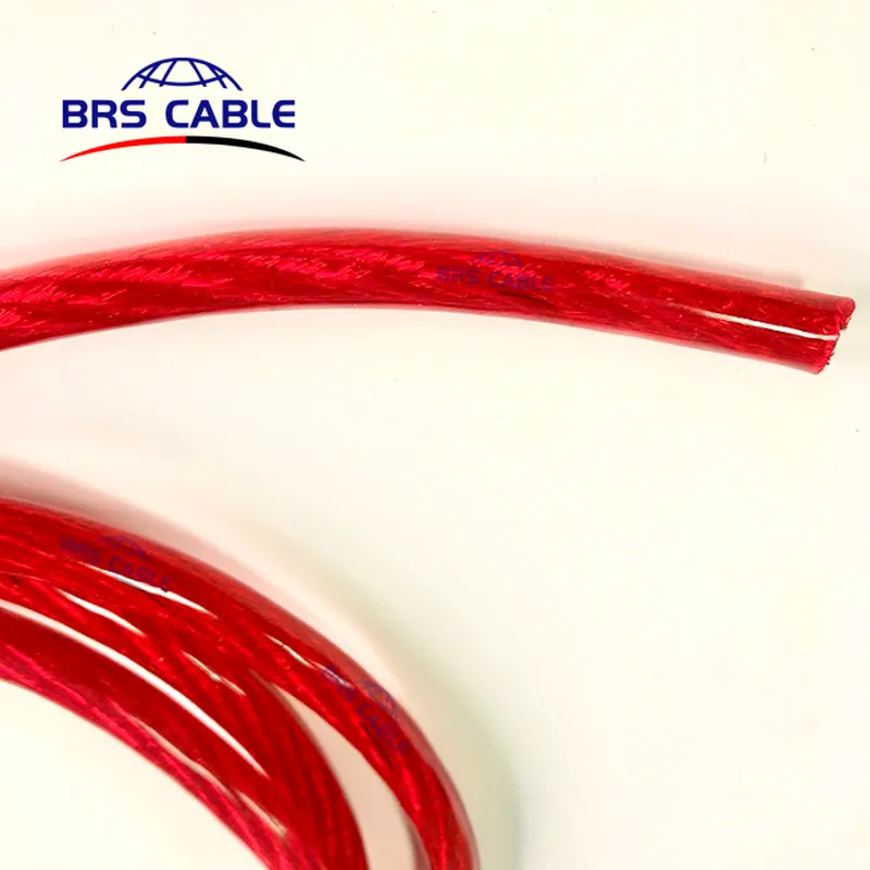 Cable ofc de audio para automóvil flexible transparente 1/0 awg