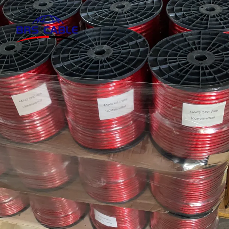 Cable ofc de audio para automóvil flexible transparente 1/0 awg