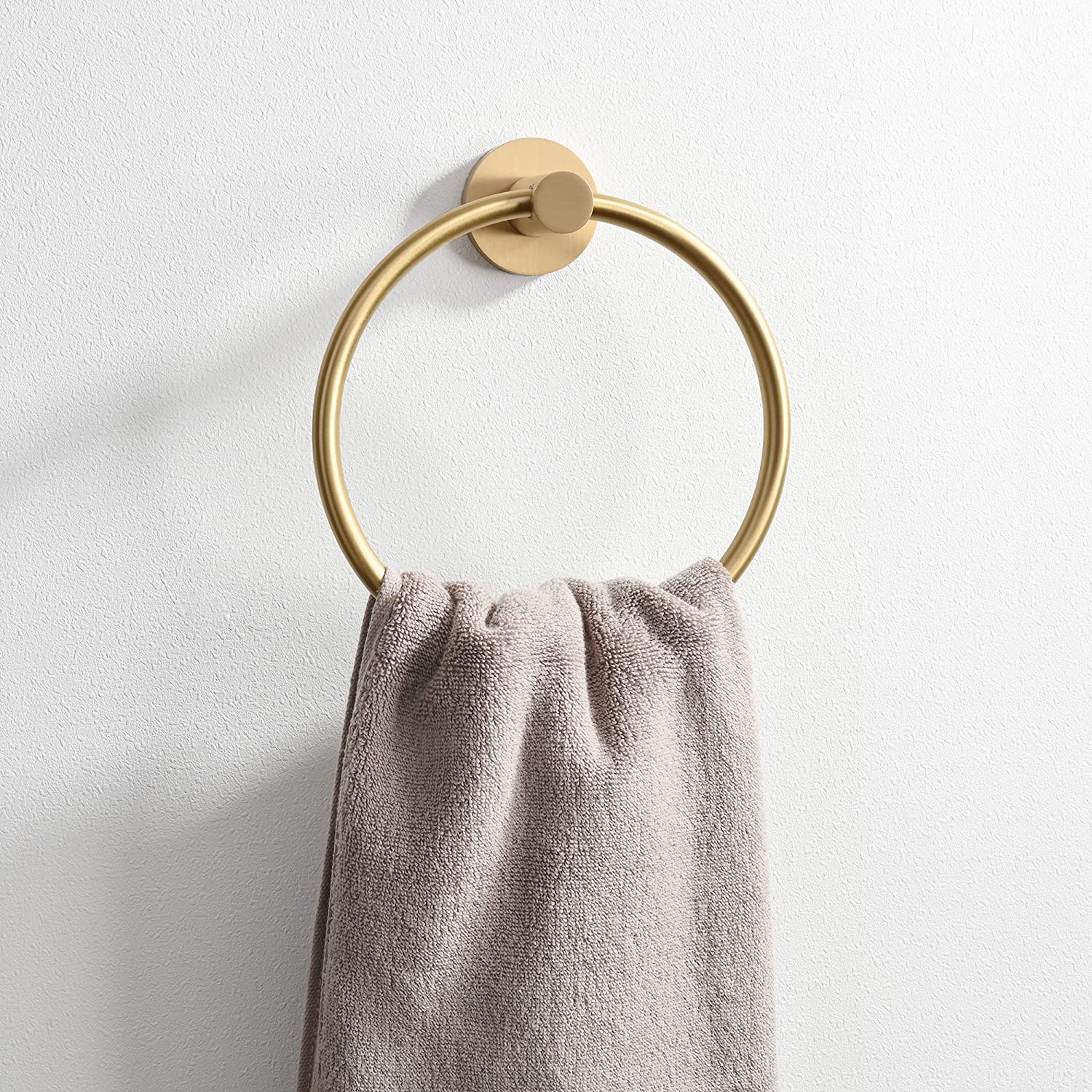 Premium brass hand towel ring for bathroom that simple but sleek this looks.