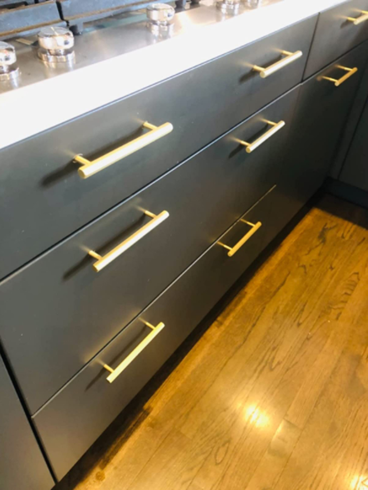 Remodeling the kitchen cabinet with this hexagon brass pull to make the space more spark look. They are heavy-weight and easy to install.
