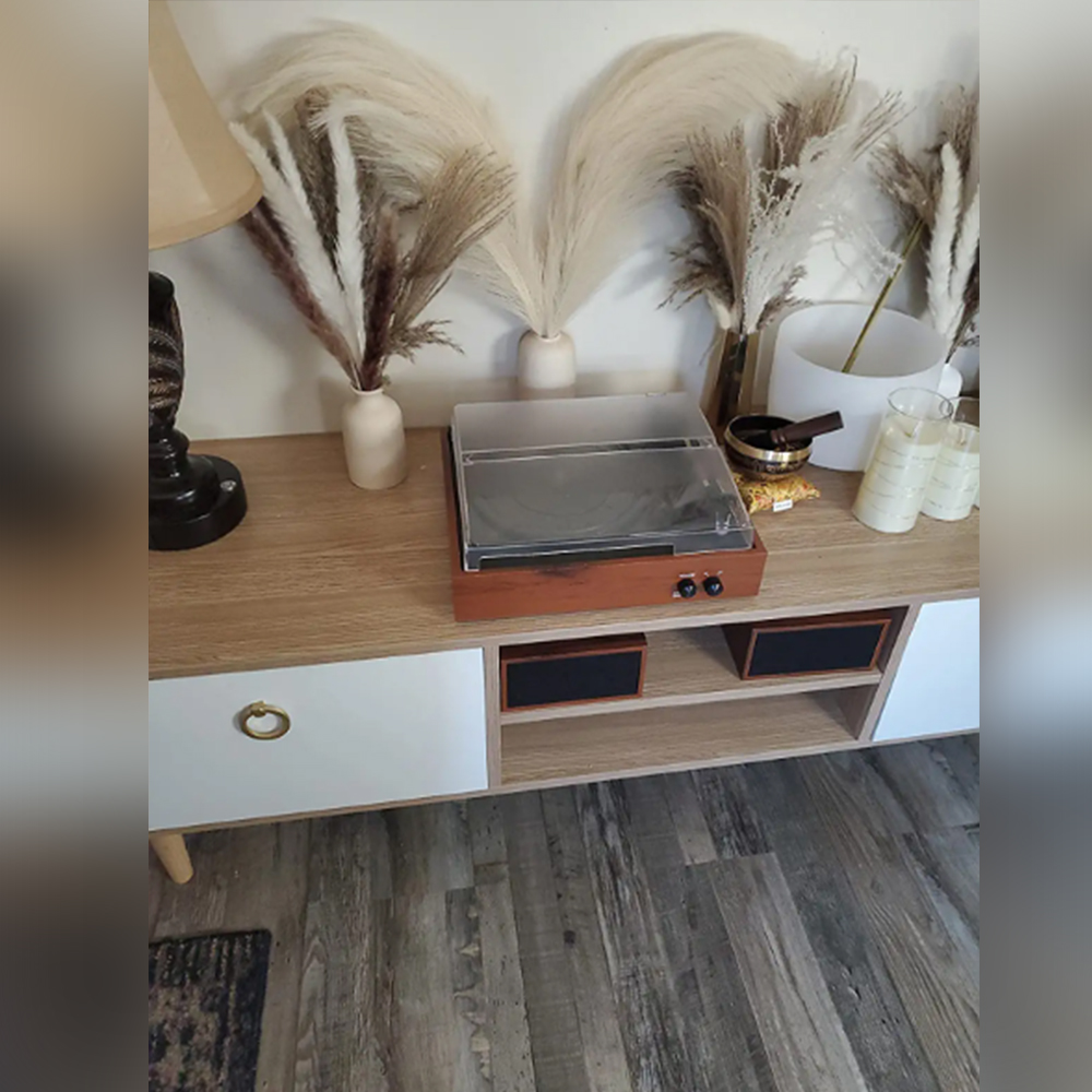 Updated living room furniture with these glamorous new drawer ring pulls. these are nice looking and easy to install. They come with 2 different length screws as well, the pulls made the tv stand feel more luxurious.