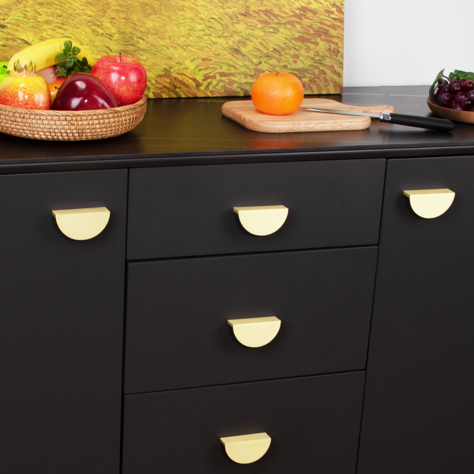 QOGRISUN Solid Brass Rectangle Moon Handles