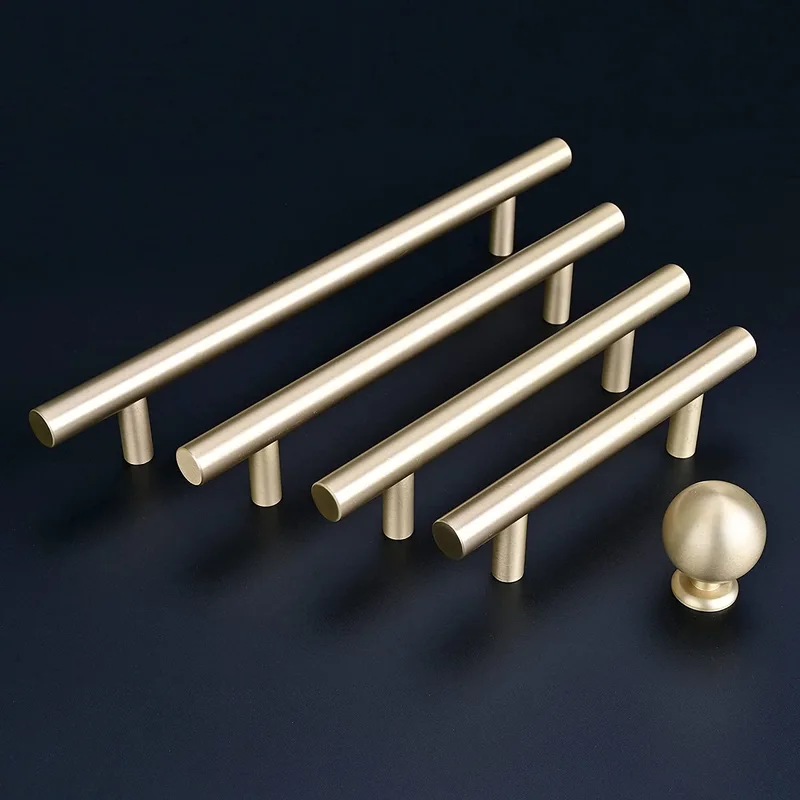 QogriSun Solid Brass Cabinet Knobs, Round Ball Gold Knobs for Dresser Drawer, Modern Kitchen Hardware, Brushed Brass Finish