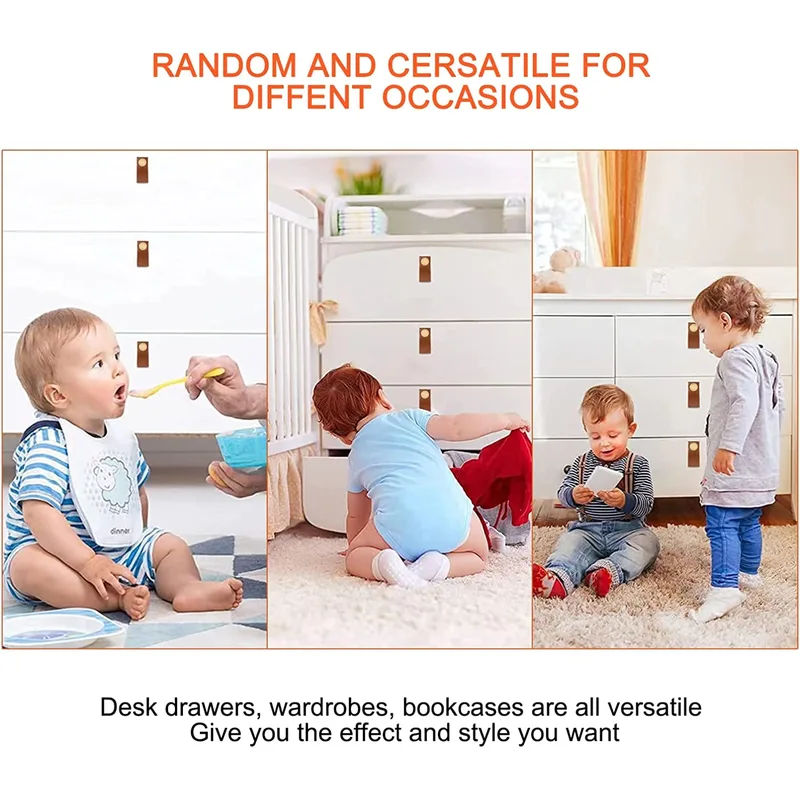 QogriSun Leather Knobs for Dresser Drawers, Brass Dresser Knobs,Soft Drawer Knobs Upgrade The Look of Furniture, Perfect Replacement of Brass Cabinet Knobs (Brown)