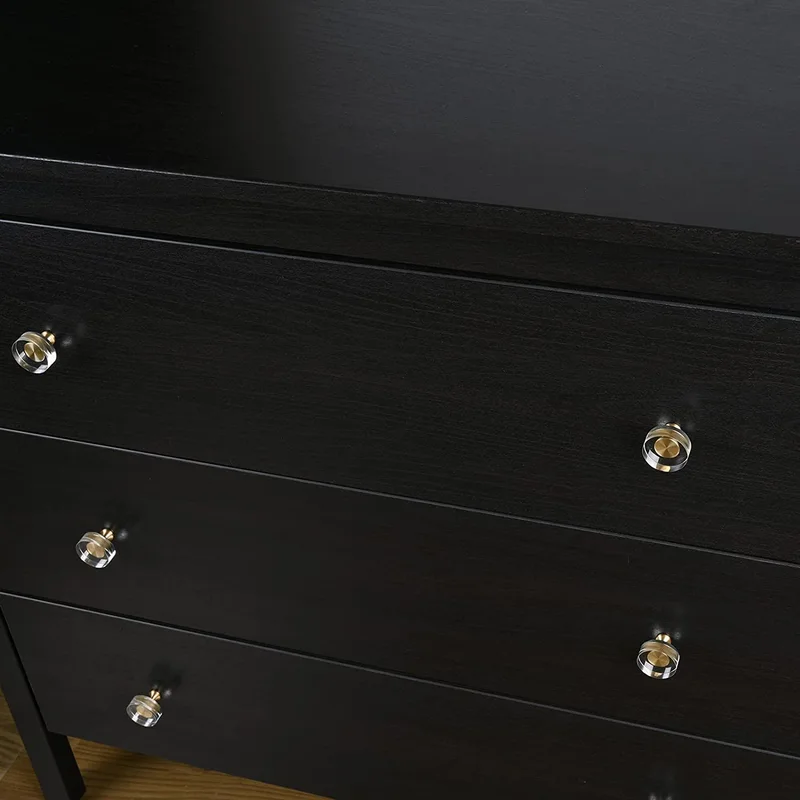 QogriSun Glass Crystal Knobs Brass Drawer Knobs Dresser Pulls, Gold Round Cabinet Hardware for Kitchen Bathroom