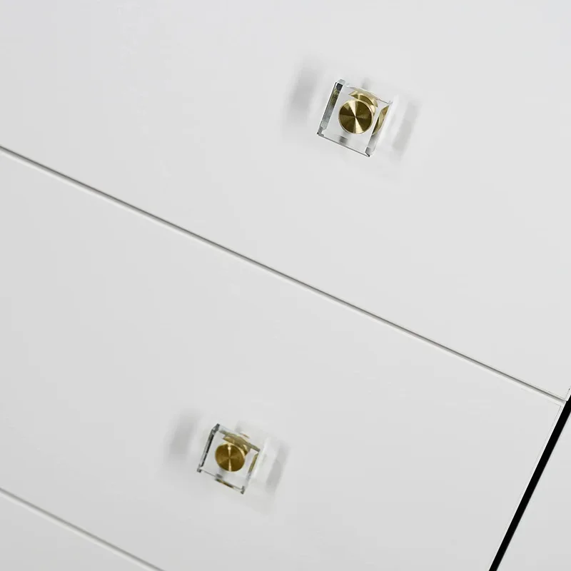 QogriSun 10-Pack Glass Crystal Knobs Brass Drawer Knobs Dresser Pulls, 1-1/8-Inch Square, Gold Cabinet Hardware for Kitchen Bathroom