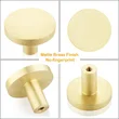 QOGRISUN Solid Brass Cabinet Knobs, Round Gold Dresser Drawer Pulls Handles, Modern Kitchen Hardware, Brushed Brass Finish