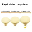 QOGRISUN Solid Brass Cabinet Knobs, Round Gold Dresser Drawer Pulls Handles, Modern Kitchen Hardware, Brushed Brass Finish