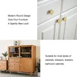 QOGRISUN Solid Brass Cabinet Knobs, Round Gold Dresser Drawer Pulls Handles, Modern Kitchen Hardware, Brushed Brass Finish