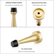 Brushed Solid Brass Door Stop, Decorative Door Stopper Wall Protector, Heavy Duty Door Stop with Rubber Bumper Tip for Wall Door Protection Sound Dampening,