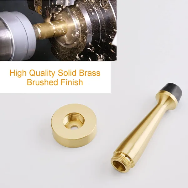 Brushed Solid Brass Door Stop, Decorative Door Stopper Wall Protector, Heavy Duty Door Stop with Rubber Bumper Tip for Wall Door Protection Sound Dampening,