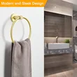 QogriSun Gold Towel Ring for Bathroom, Brass Hand Towel Holder Heavy Duty, Modern Brass Bathroom Accessories Wall Mounted, 6.1-Inch Diameter, Brushed Brass