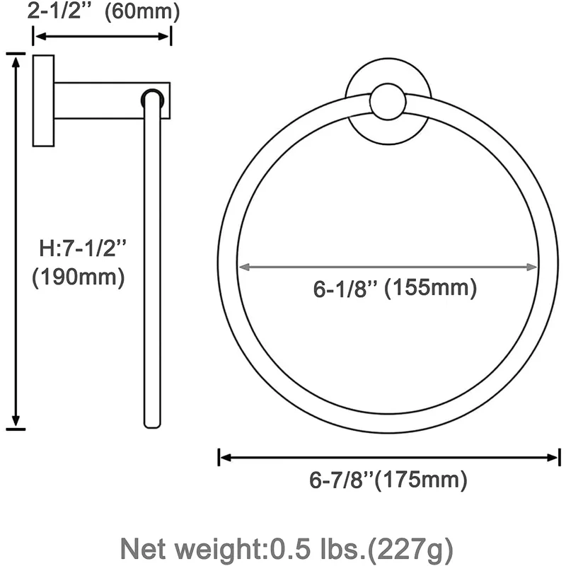 QogriSun Gold Towel Ring for Bathroom, Brass Hand Towel Holder Heavy Duty, Modern Brass Bathroom Accessories Wall Mounted, 6.1-Inch Diameter, Brushed Brass