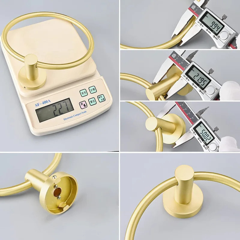 QogriSun Gold Towel Ring for Bathroom, Brass Hand Towel Holder Heavy Duty, Modern Brass Bathroom Accessories Wall Mounted, 6.1-Inch Diameter, Brushed Brass
