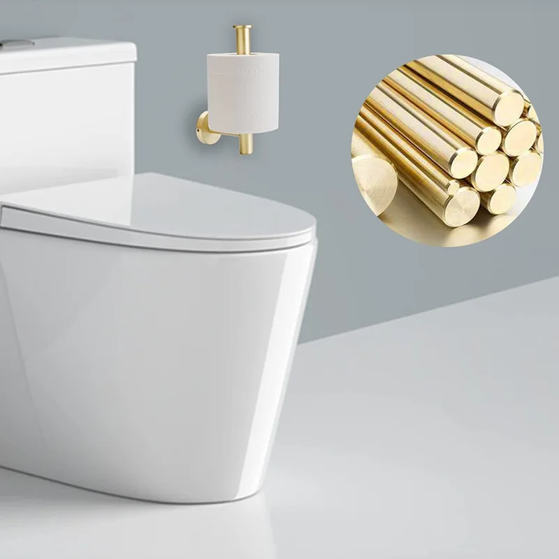 QogriSun Brass Toilet Paper Holder for Bathroom, Gold European Toilet Tissue Holder Wall Mounted Toilet Roll Holder, Brushed Brass Bathroom Accessories