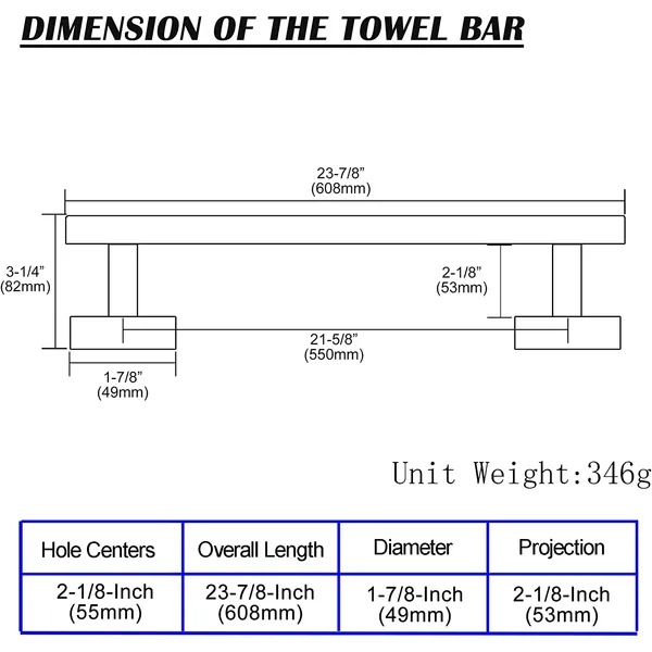 QogriSun 23.9-Inches Hand Brass Brushed Gold Towel Bar Bathroom Towel Holder Kitchen Dish Cloth Hanger Brass Rustproof Wall Mount Brushed Brass Bathroom Hardwar